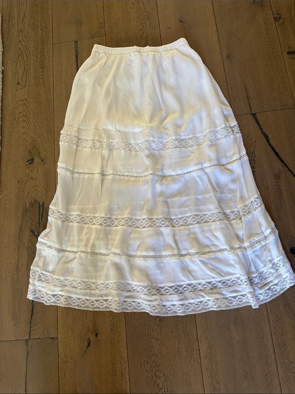 Hollister White Maxi Skirt with Lace Panels